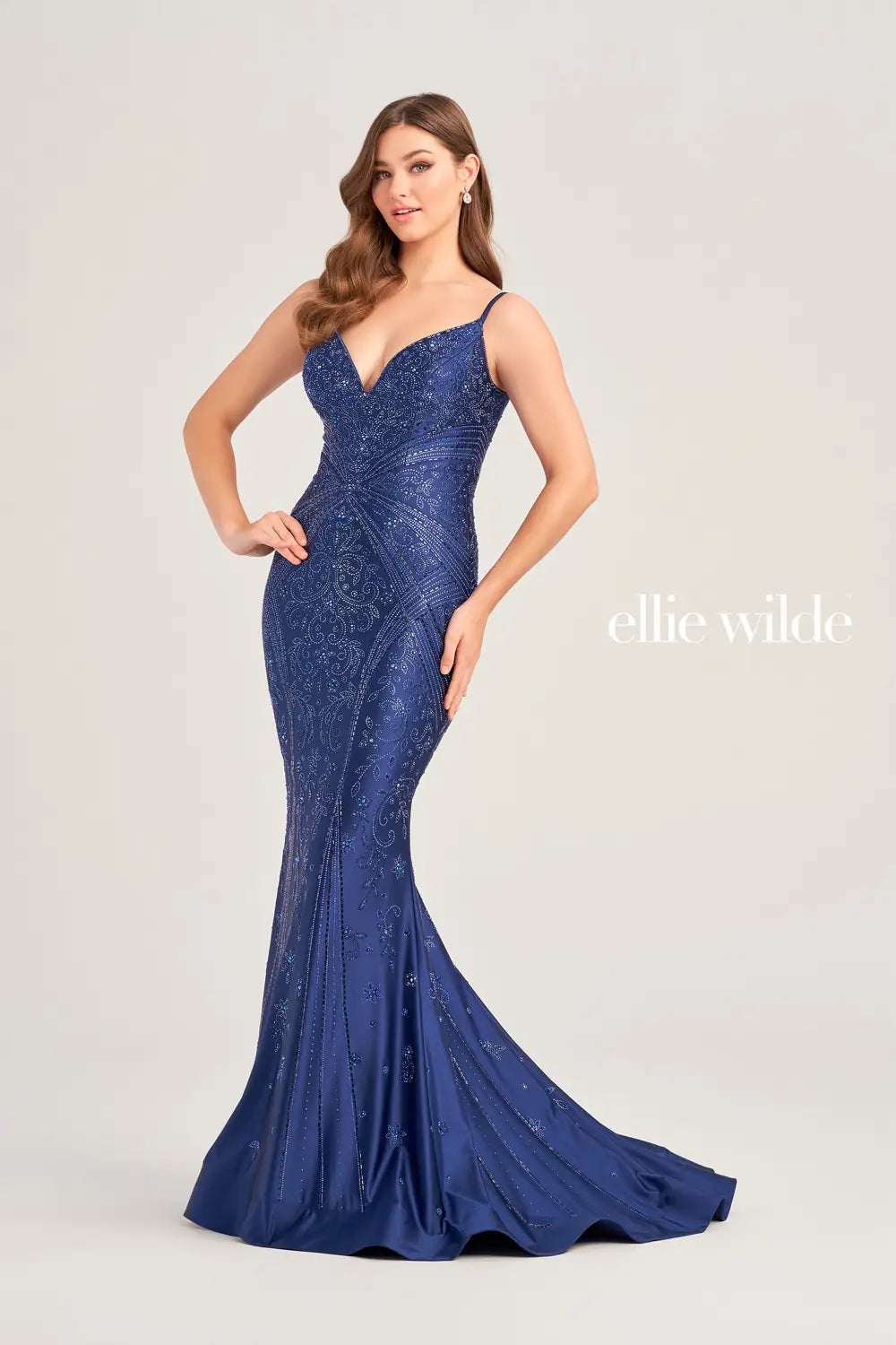 open lace back dress Ellie WIlde Gold Prom Dress at XO by Sophia's main image 1