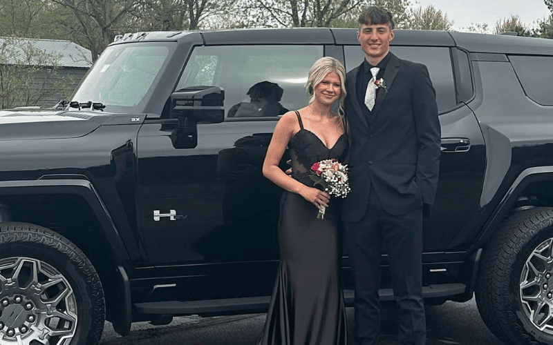 couple in their prom attire, simple prom dress