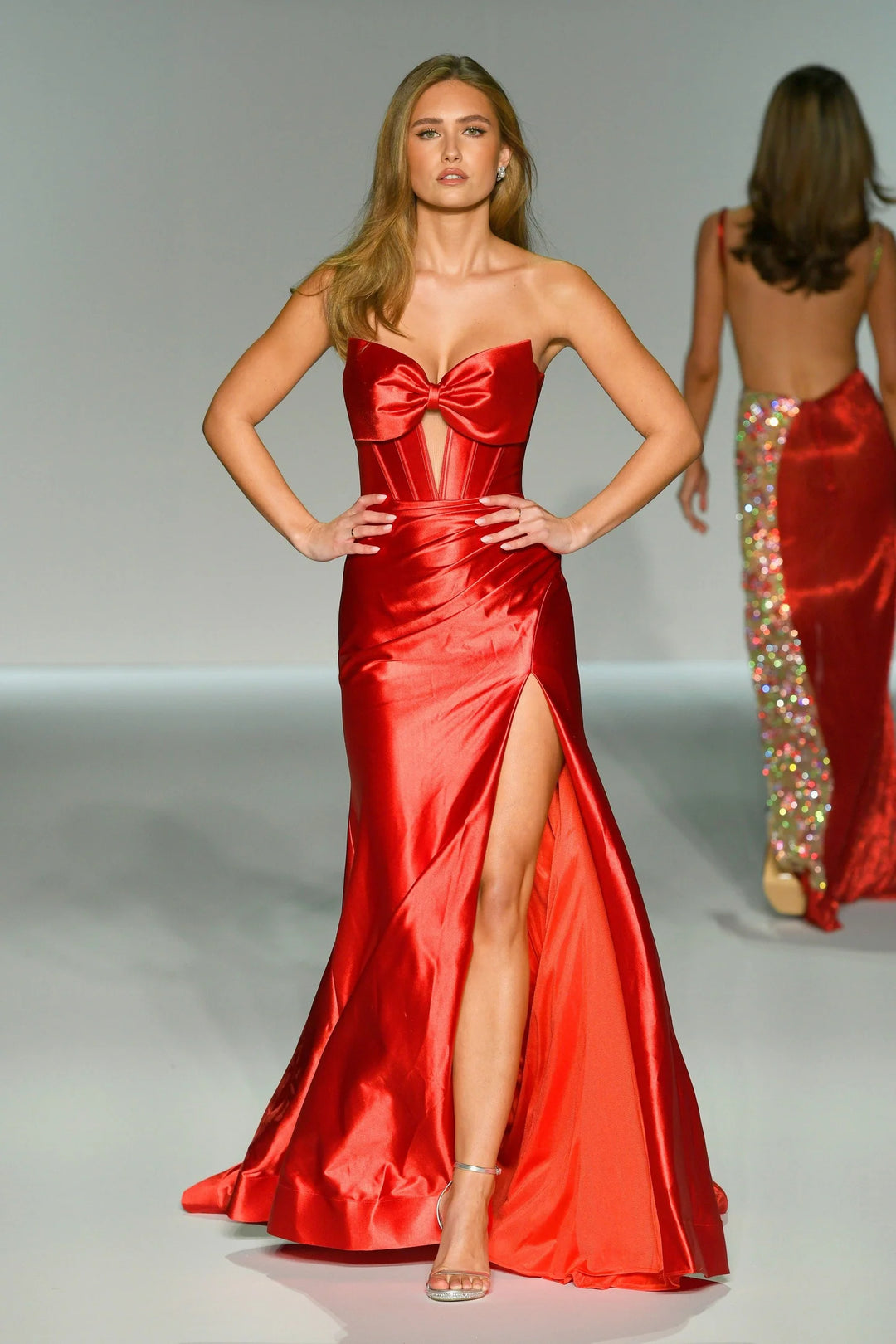 red satin sherri hill dress Sherri Hill 57484 Women's Formal Evening & Wedding Guest Dress - Red
