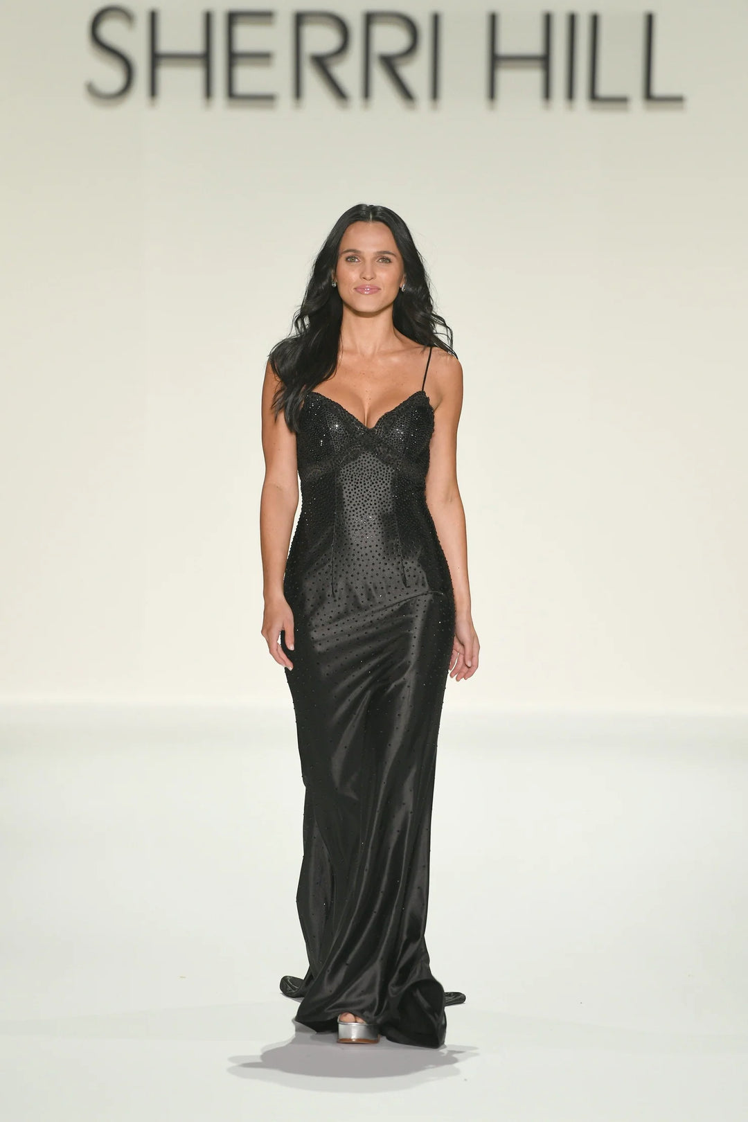 Sherri Hill Heat Stone Satin Prom Dress 57821 Black / 6 Sherri Hill Heat Stone Satin Prom Dress 57821 Black / 6