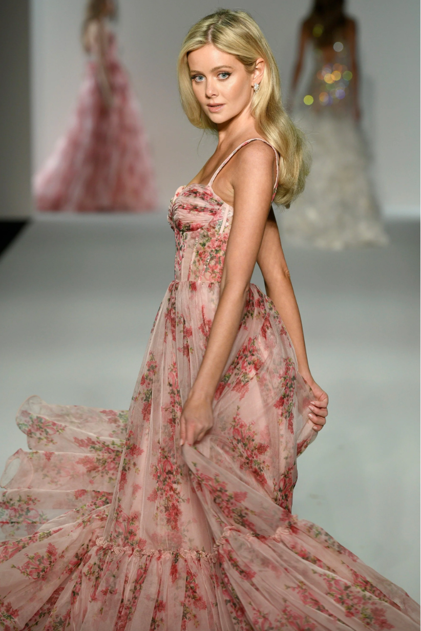 Sherri Hill Floral Print Prom Dress 57208 BLUSH/RED Print / 0 Sherri Hill Floral Print Prom Dress 57208 BLUSH/RED Print / 0