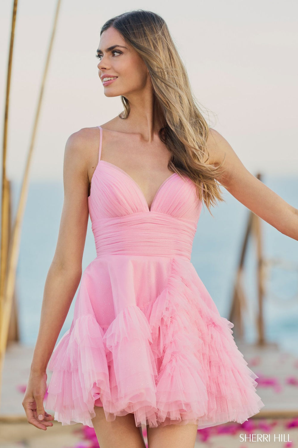 sherri hill pink tulle dress Sherri Hill 55918 0 / Red
