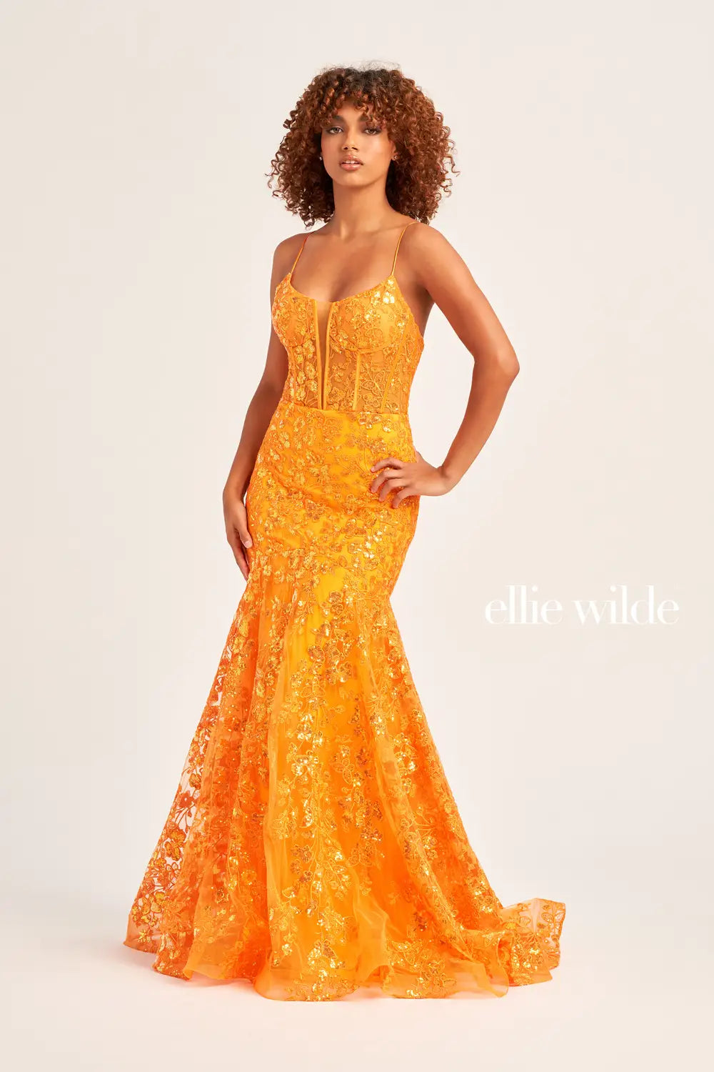Ellie Wilde EW35203 Long Mermaid Formal Evening Prom Dress - Emerald / 14 Ellie Wilde EW35203 Long Mermaid Formal Evening Prom Dress - Emerald / 14